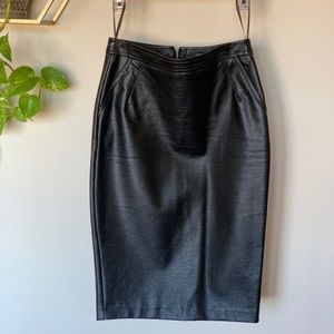 Black leather pencil skirt
